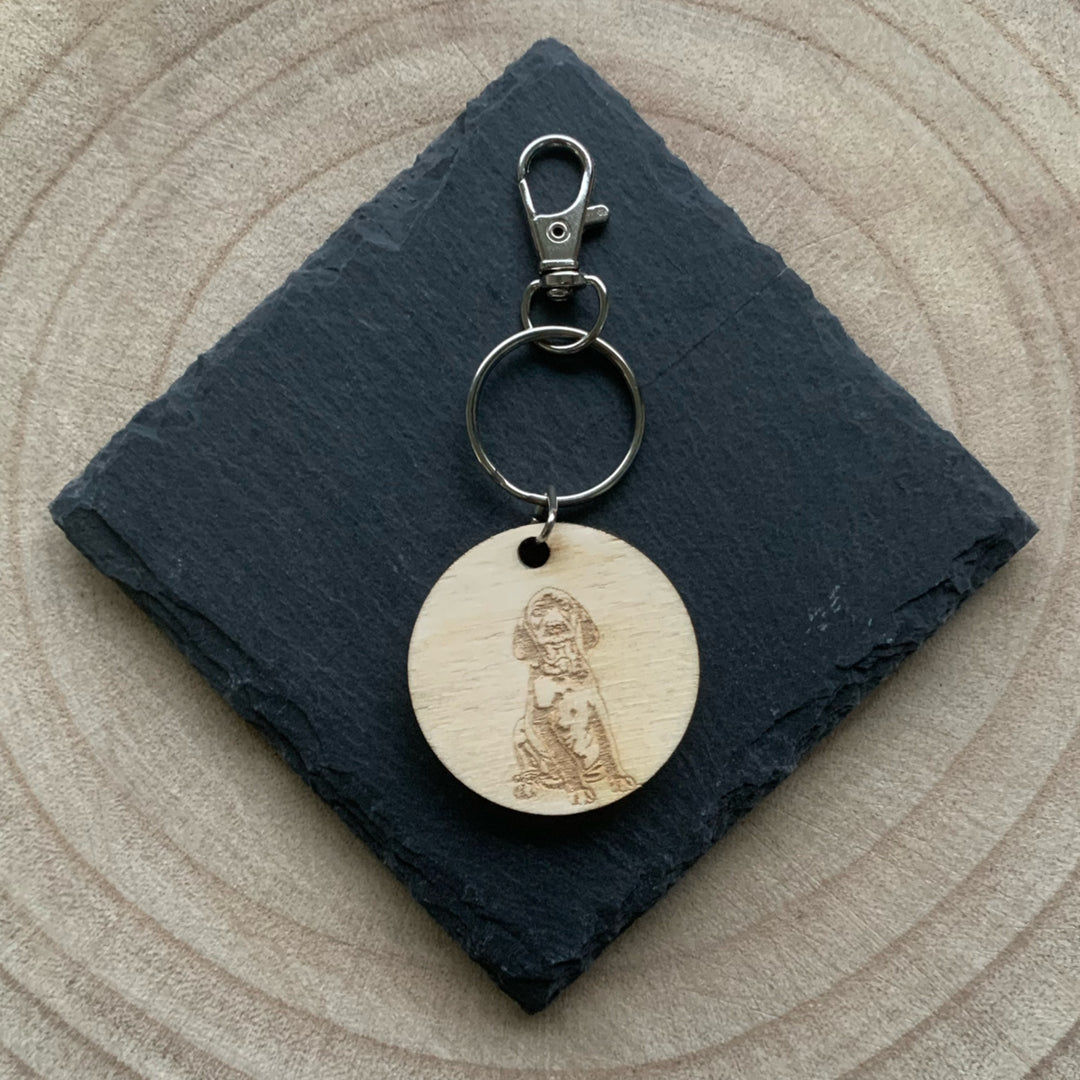 Vizsla Dog Engraved Wooden Keyring