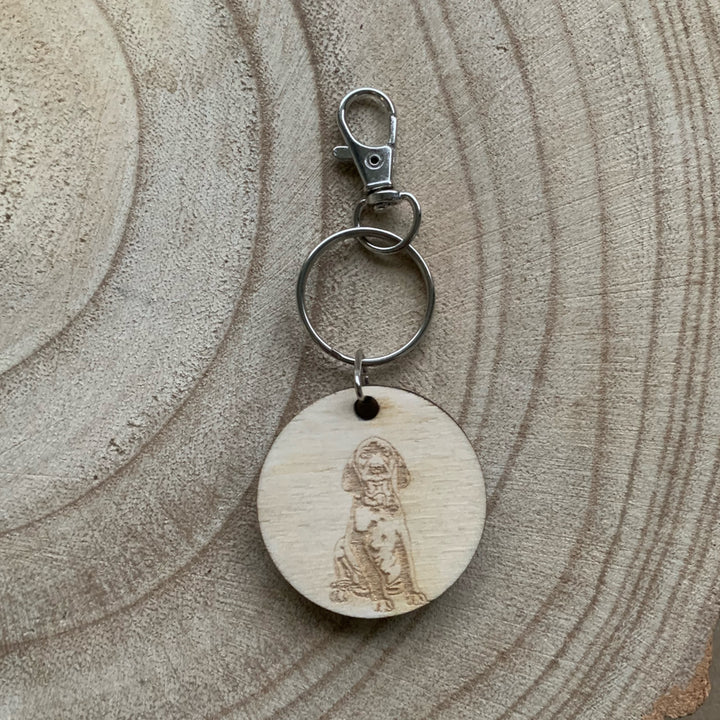 Vizsla Dog Engraved Wooden Keyring