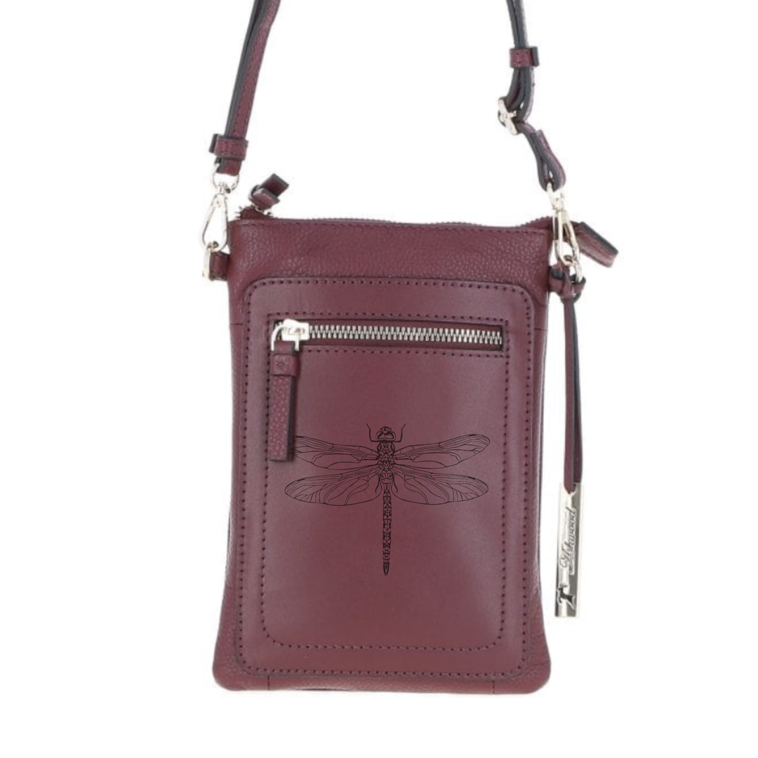 Personalised Firefly Engraved Leather Crossbody Smart Phone Bag