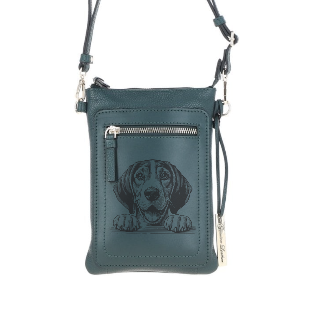 Personalised Hamiltonstovare Paws Engraved Leather Crossbody Smart Phone Bag