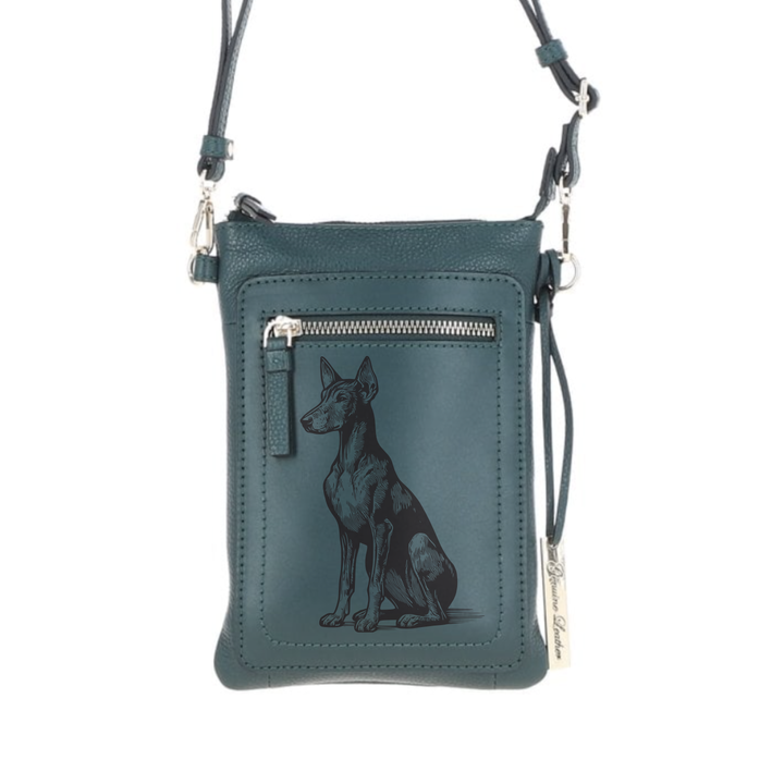Personalised Pharaoh Hound Sitting Engraved Leather Crossbody Smart Phone Bag