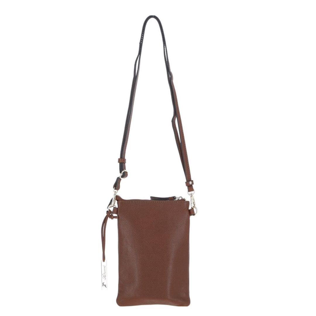 Personalised Leonberger Running Engraved Leather Crossbody Smart Phone Bag