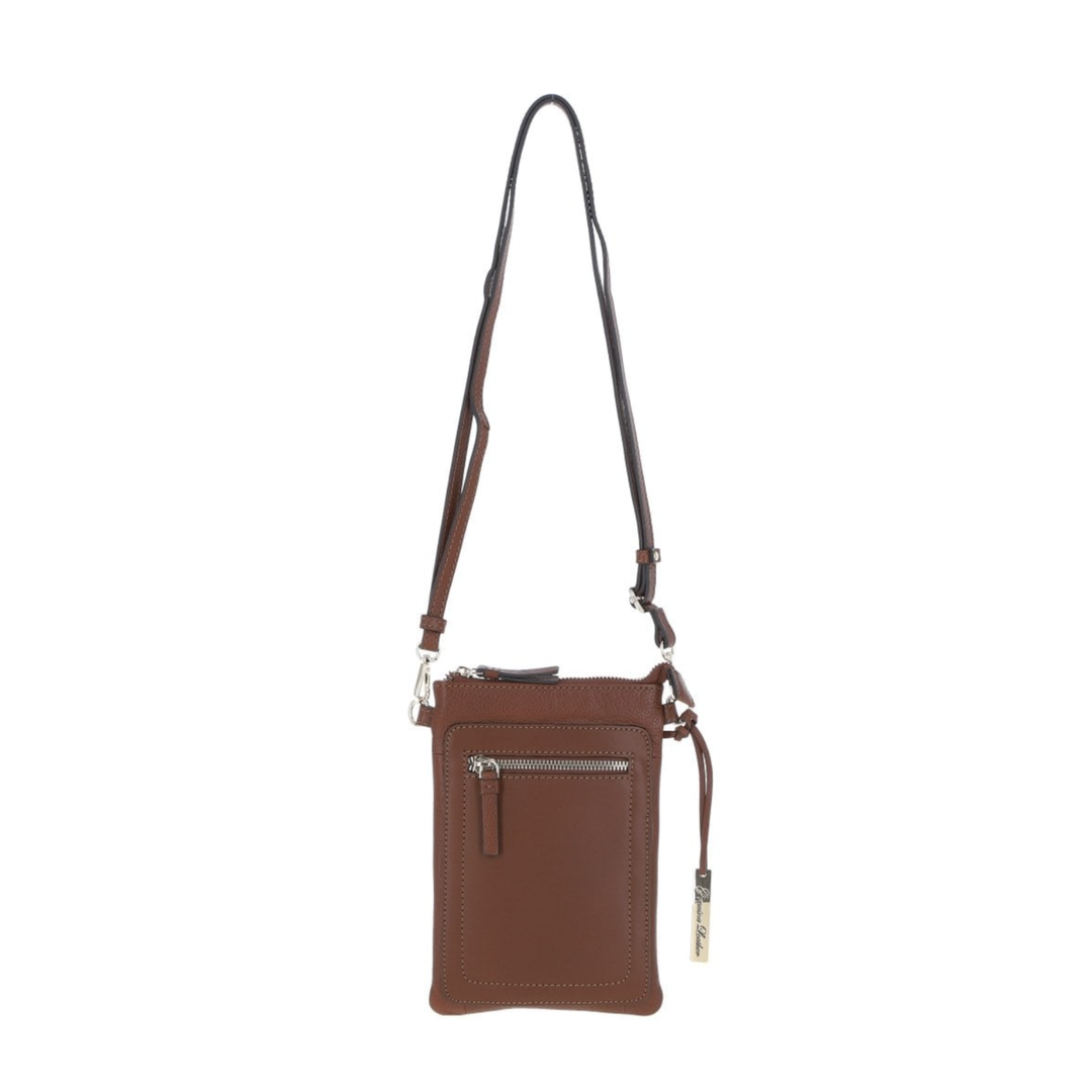 Personalised Leonberger Running Engraved Leather Crossbody Smart Phone Bag