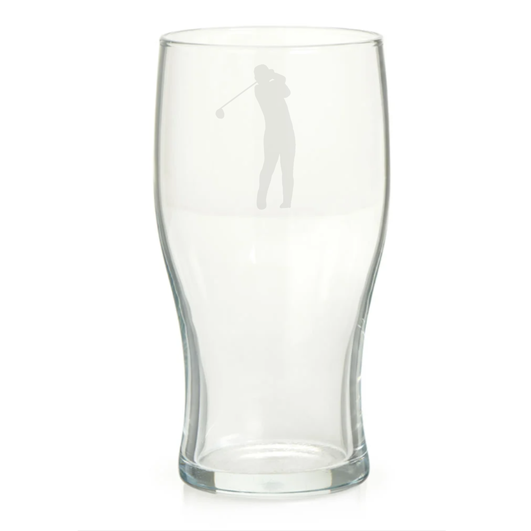 Personalised Male Golf Player Pint Glass