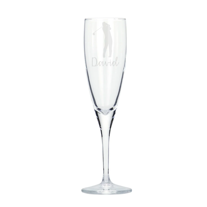 Personalised Male Golf Player Champagne Glass
