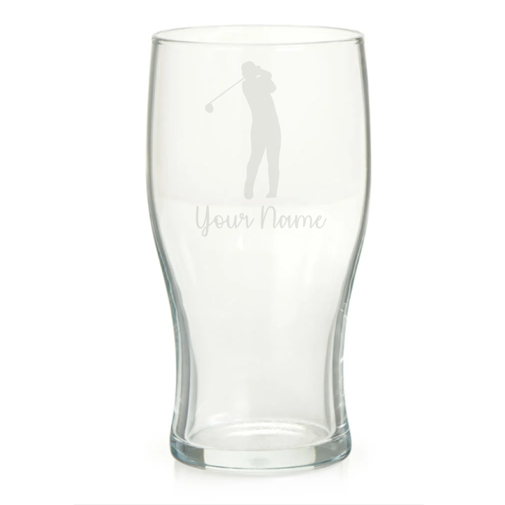 Personalised Male Golf Player Pint Glass