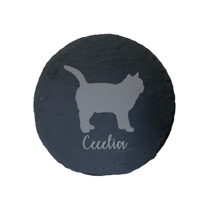 Personalised British Shorthair Cat Slate Coaster