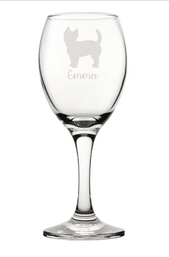 Personalised West Highland Terrier 'Westie' Wine Glass – Signature