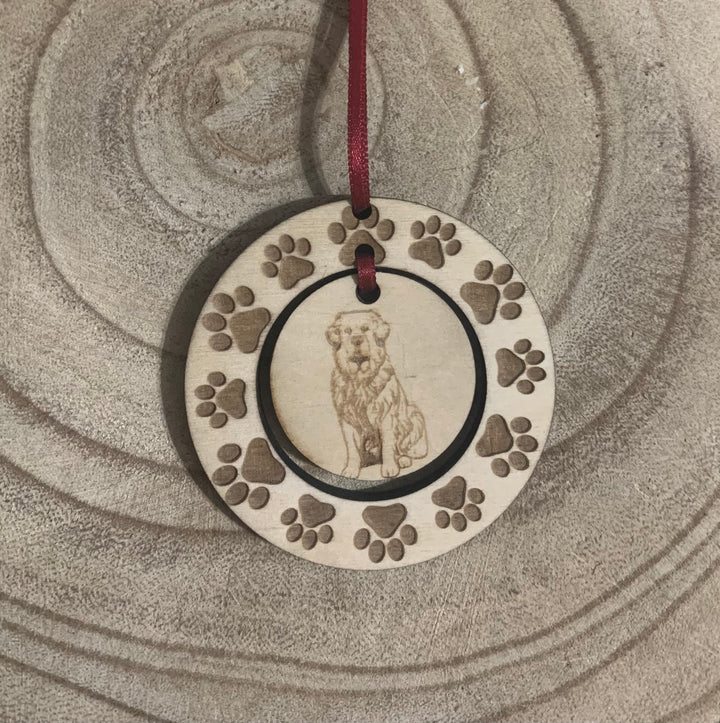 Personalised Newfoundland Illustration Hanging Decoration ~ Paw Wreath