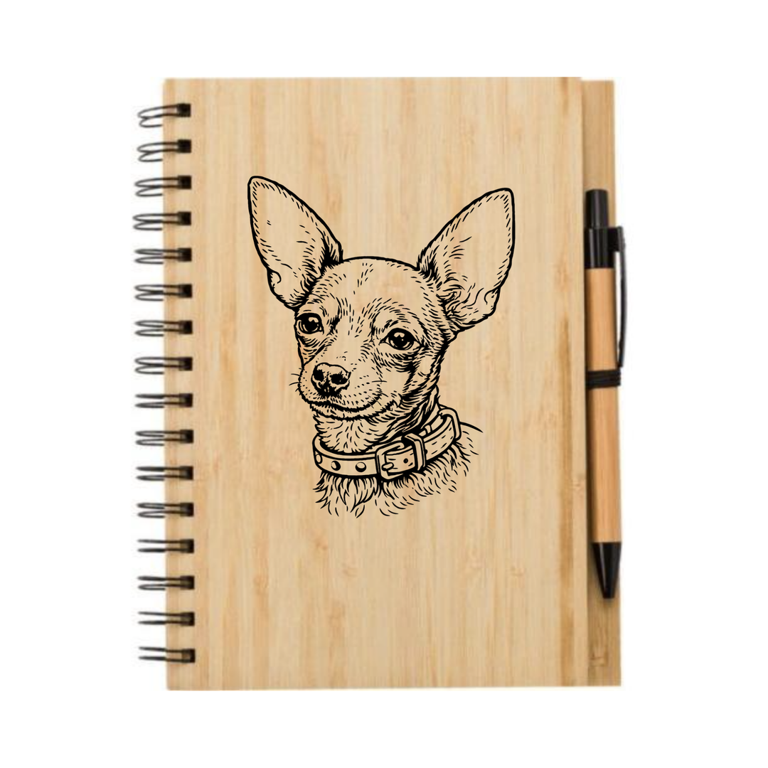 Smooth Russian Toy Terrier Illustration Engraved Notebook