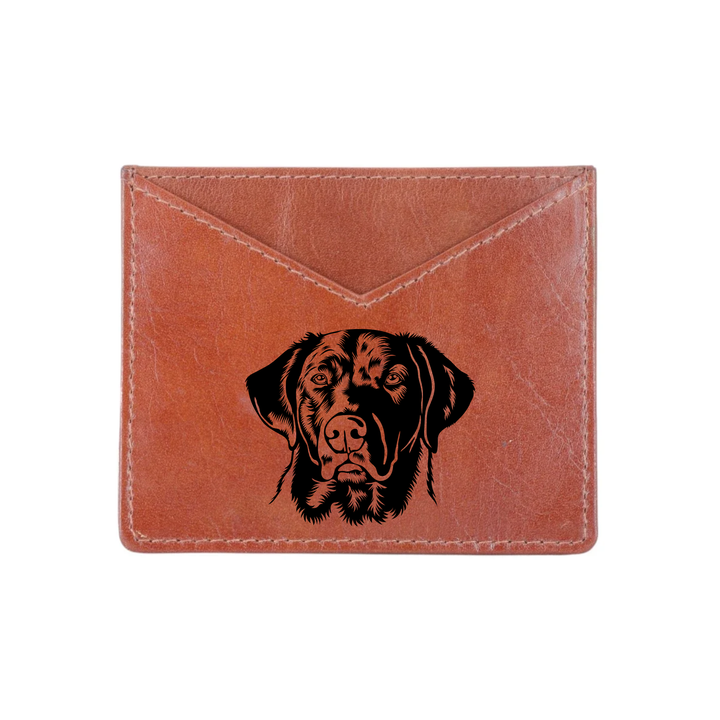 D Labrador Face Engraved Genuine Leather Cardholder