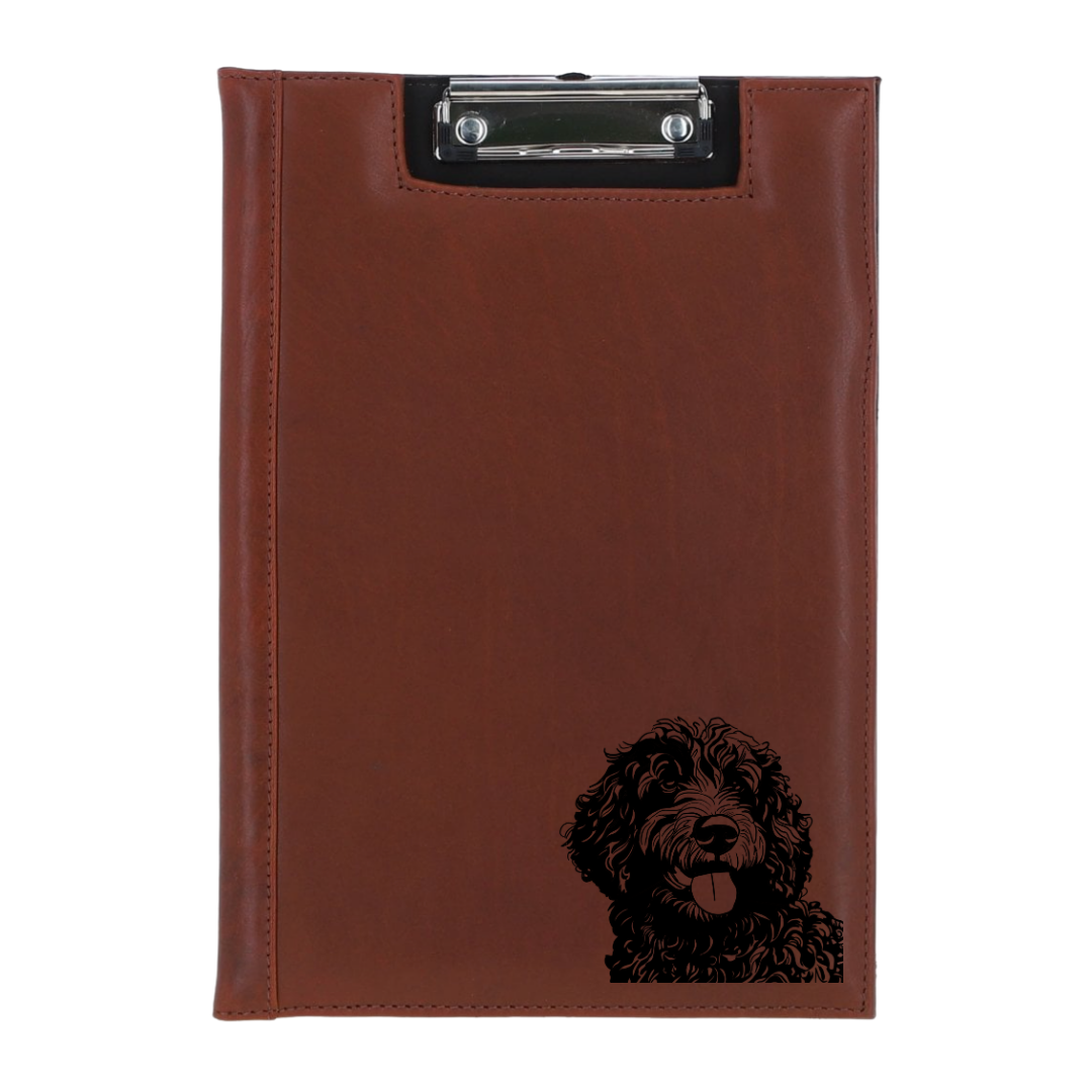 Spanish Water Dog Engraved Leather Clipboard