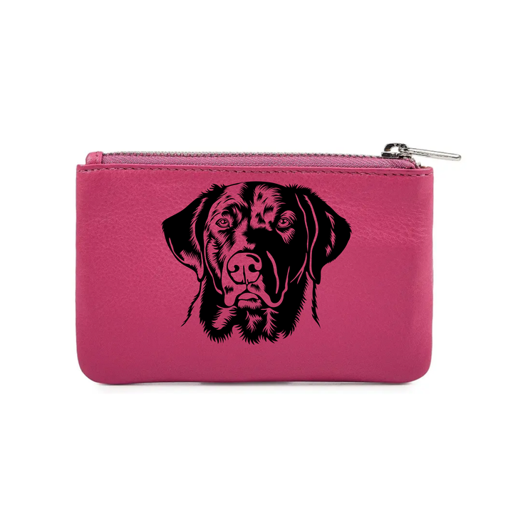 D Labrador Face Engraved Genuine Leather Coin Purse (Multiple Colour Options)