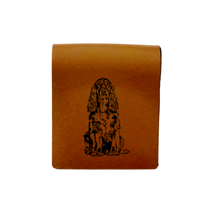 Field Spaniel Sitting Engraved Genuine Leather Magnetic Bookmark