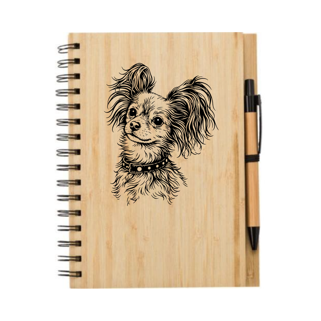 Long Russian Toy Terrier Illustration Engraved Notebook