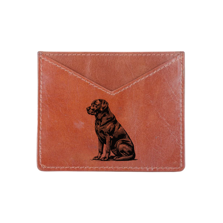 D Labrador Sitting Engraved Genuine Leather Cardholder