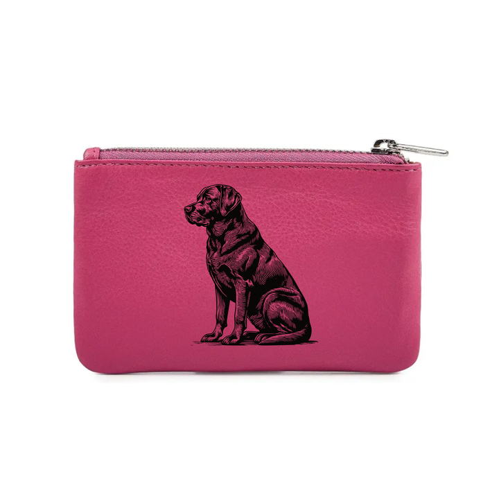 D Labrador Sitting Engraved Genuine Leather Coin Purse (Multiple Colour Options)