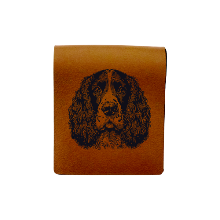 English Springer Spaniel Face Engraved Genuine Leather Magnetic Bookmark