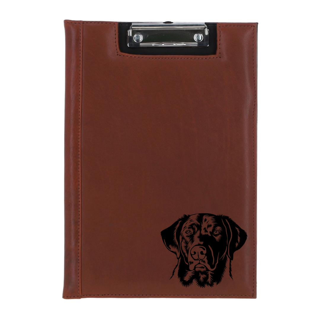 D Labrador Face Engraved Leather Clipboard