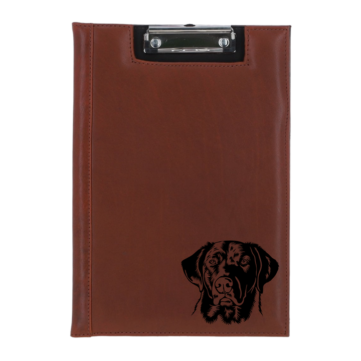 D Labrador Face Engraved Leather Clipboard