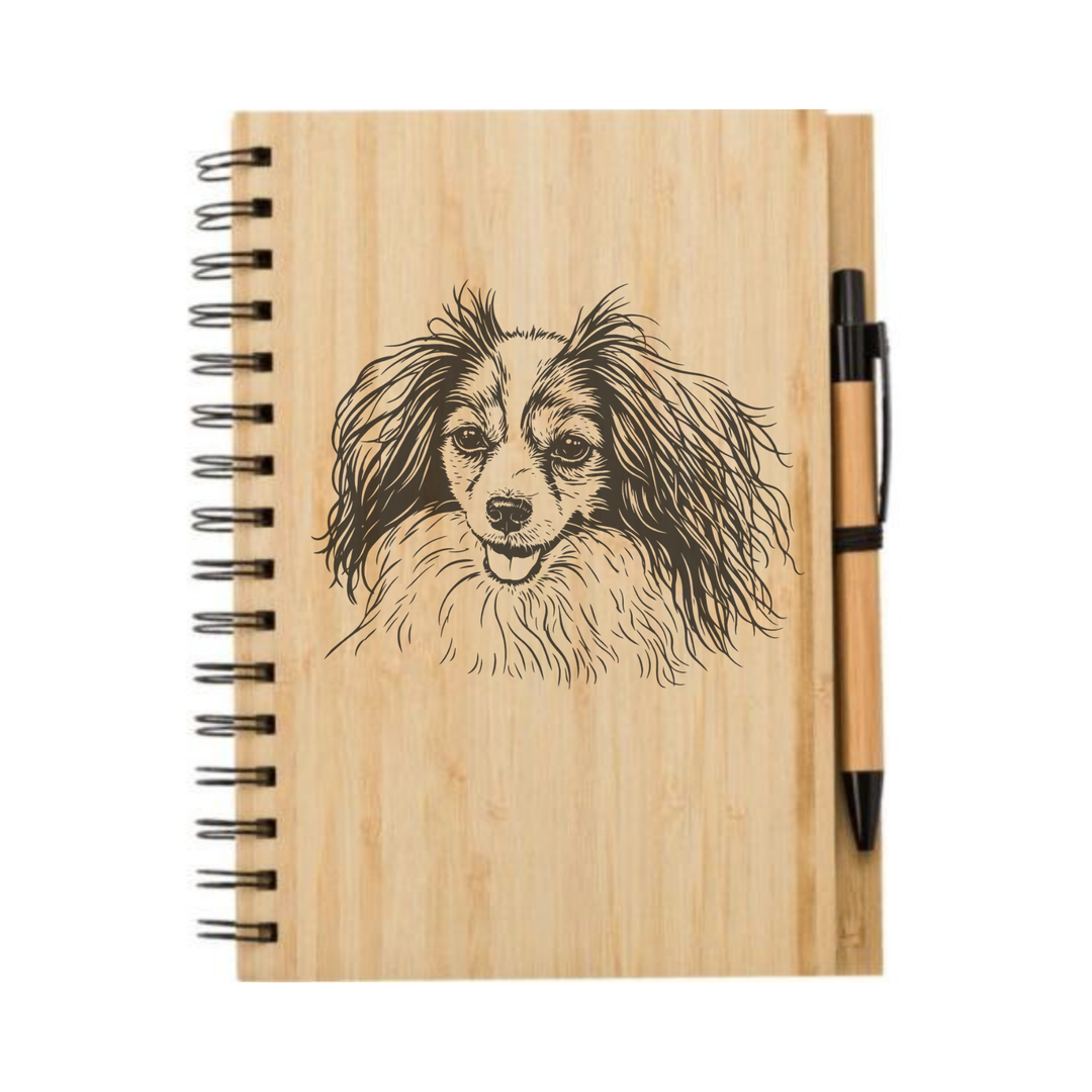 Papillon Phalene Illustration Engraved Notebook