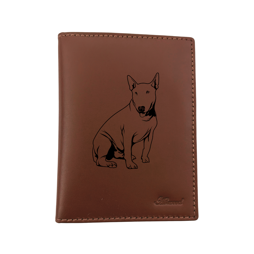 English Bull Terrier Engraved Leather Passport Cover