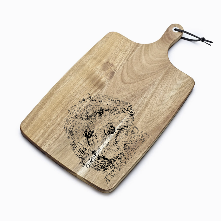 Personalised Cockapoo L Face Engraved Acacia Serving Board