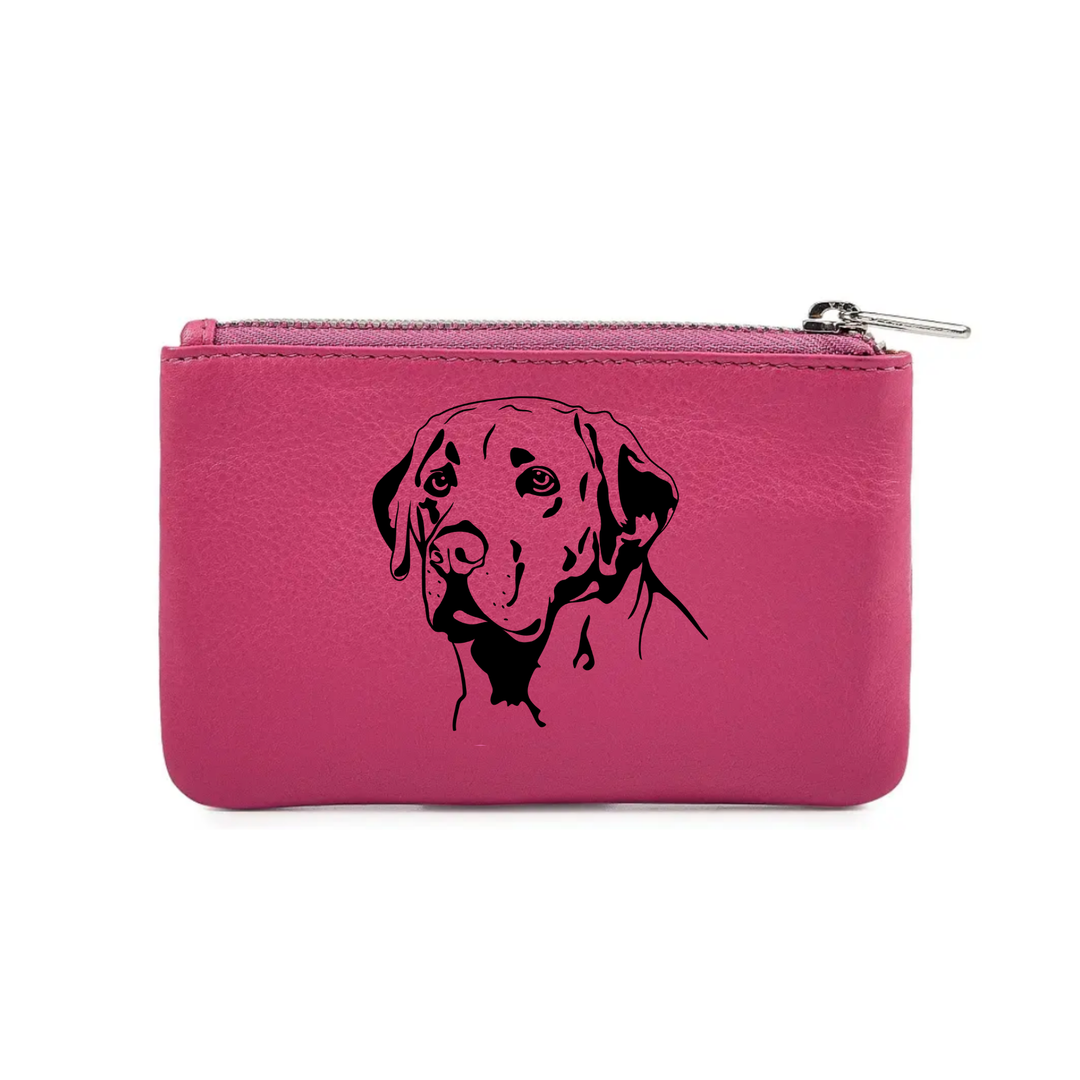 Labrador L Face Engraved Genuine Leather Coin Purse (Multiple Colour Options)