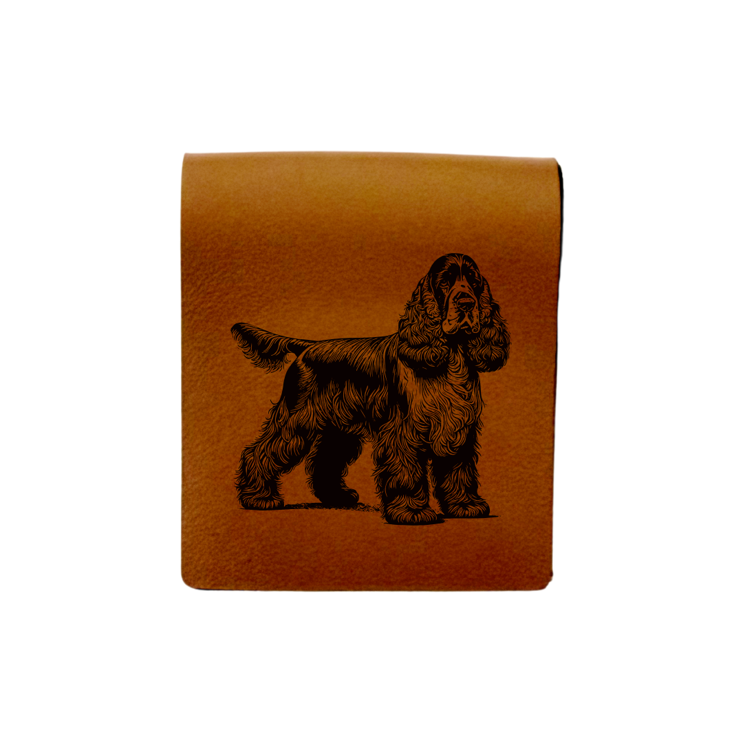 Cocker Spaniel Standing Engraved Genuine Leather Magnetic Bookmark