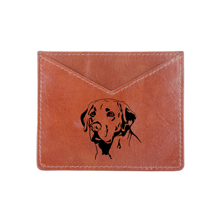 Labrador L Face Engraved Genuine Leather Cardholder