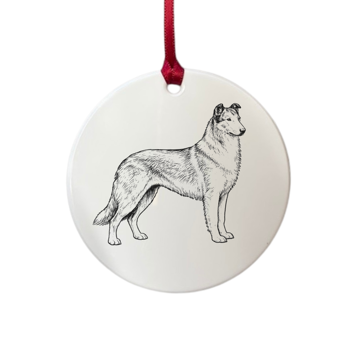 Personalised Smooth Collie Standing Engraved White Acrylic Decoration