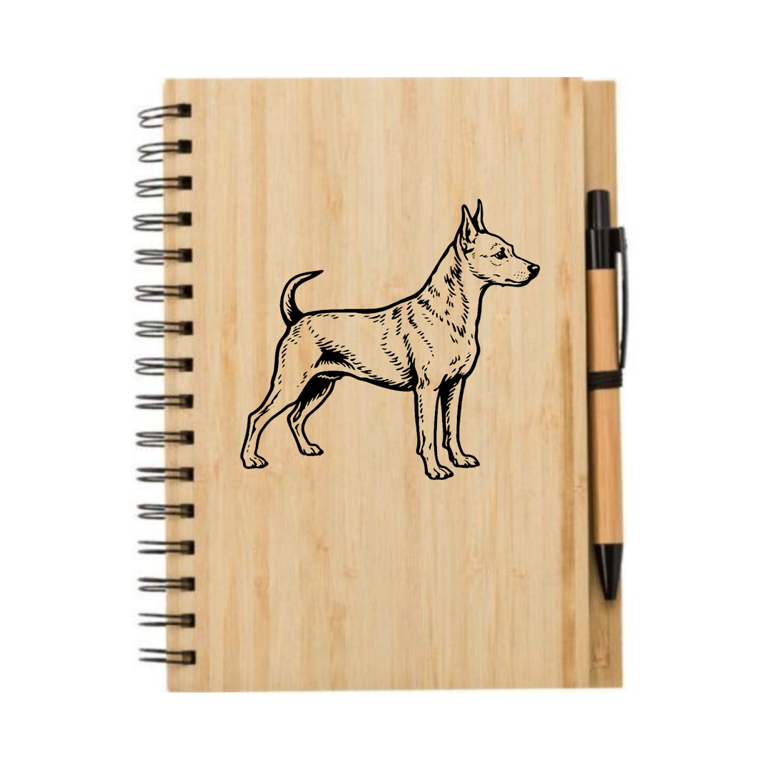 Miniature Pinscher Standing Illustration Engraved Notebook