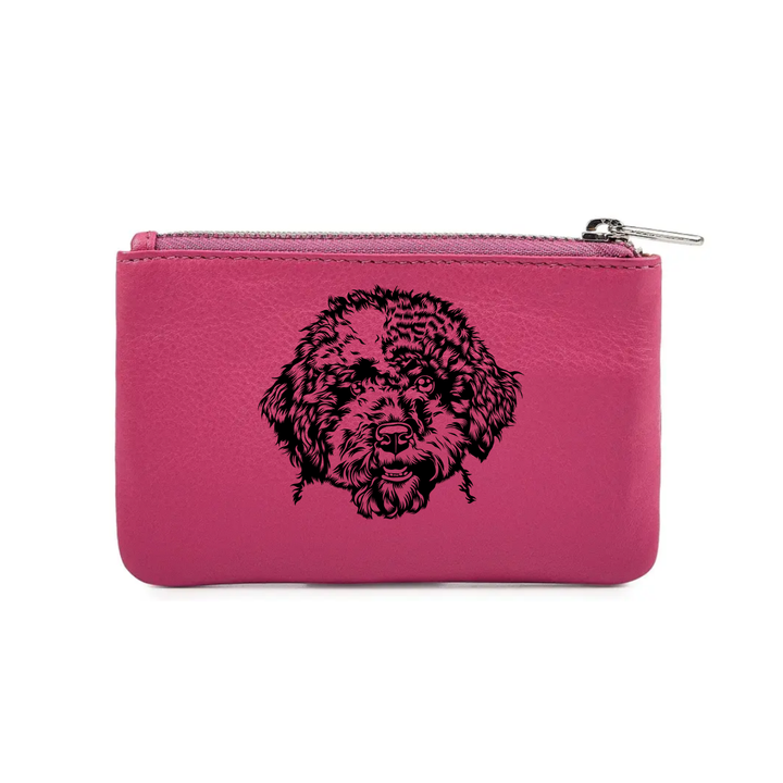Lagotto Romagnolo Face Engraved Genuine Leather Coin Purse (Multiple Colour Options)