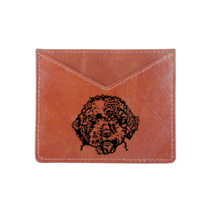 Lagotto Romagnolo Face Engraved Genuine Leather Cardholder