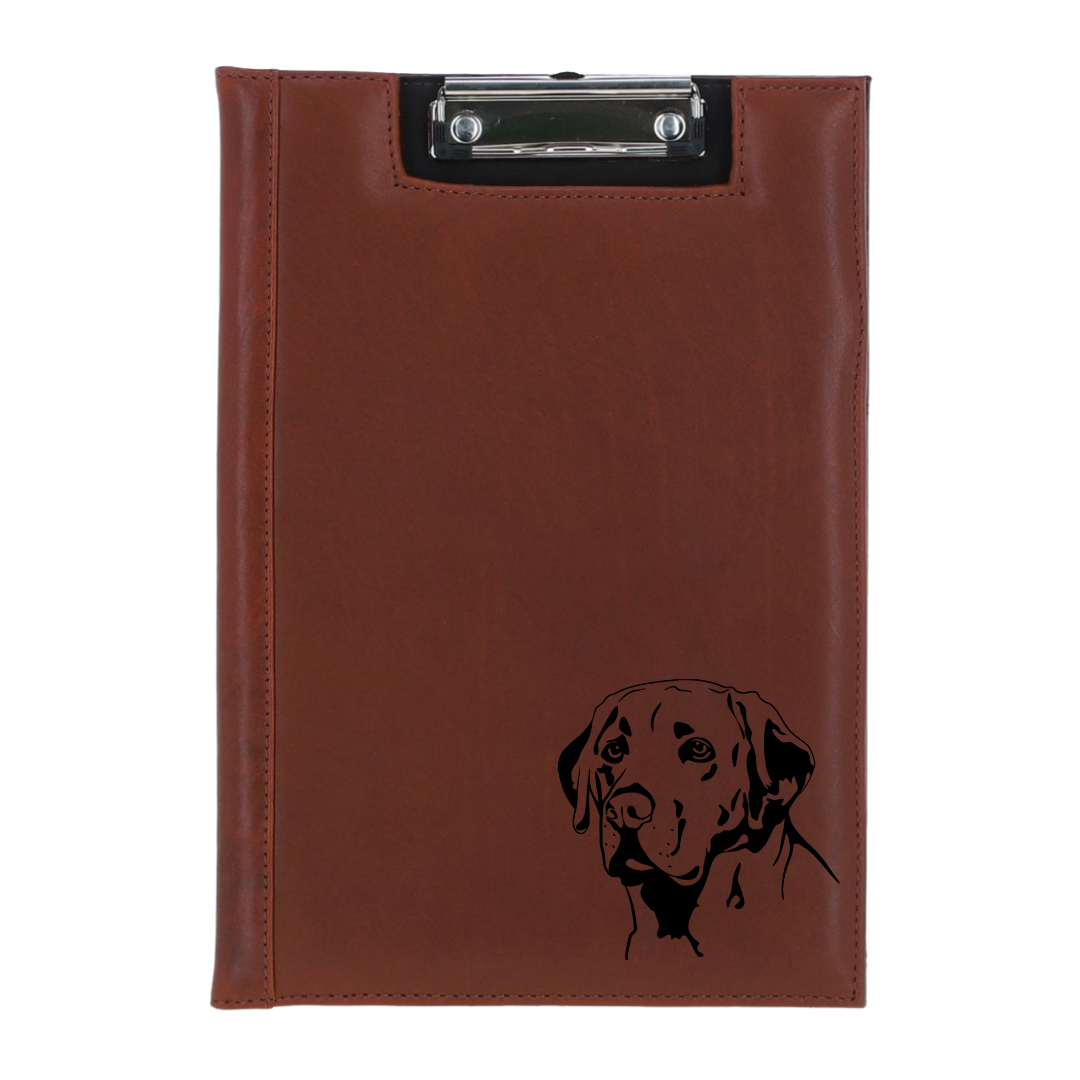 L Labrador Face Engraved Leather Clipboard