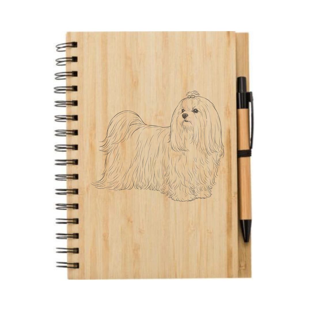 Maltese Standing Illustration Engraved Notebook