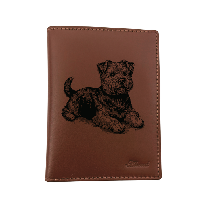 Norfolk Terrier LD Engraved Leather Passport Cover