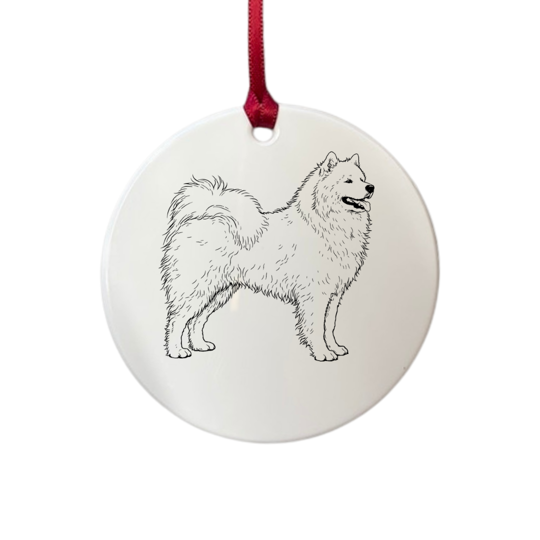 Personalised Samoyed Standing Engraved White Acrylic Decoration