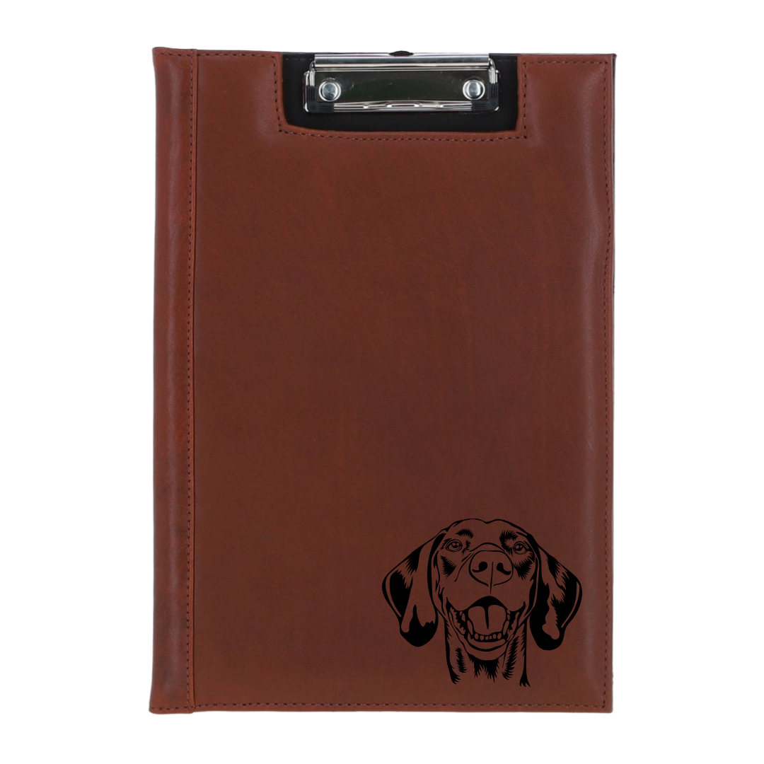 Vizsla Face Engraved Leather Clipboard