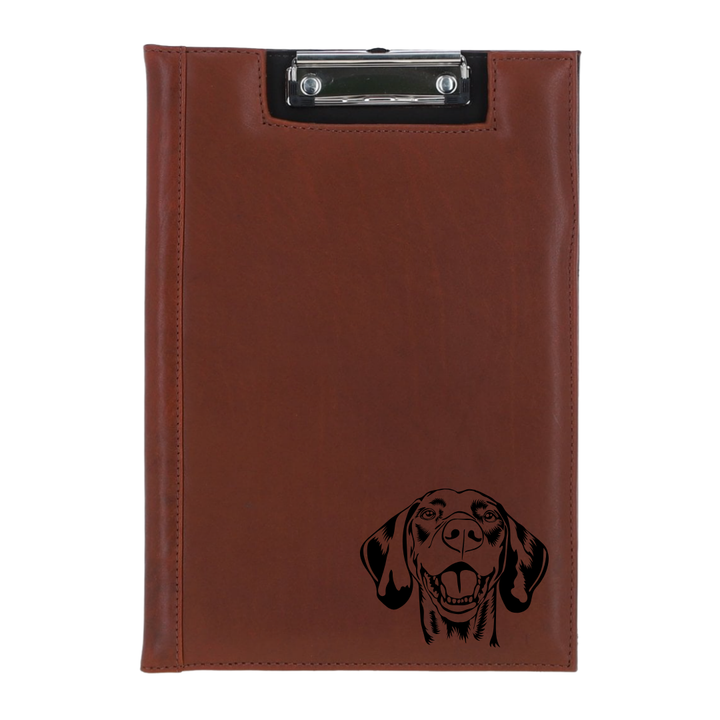 Vizsla Face Engraved Leather Clipboard