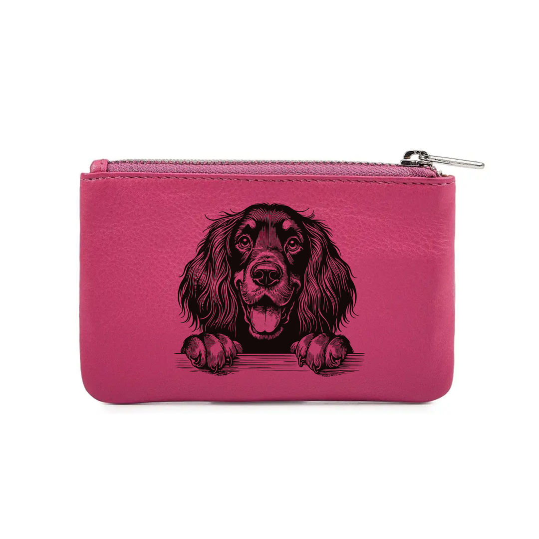 Gordon Setter Paws Engraved Genuine Leather Coin Purse (Multiple Colour Options)