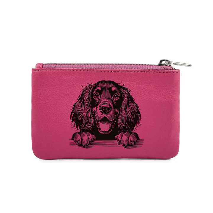 Gordon Setter Paws Engraved Genuine Leather Coin Purse (Multiple Colour Options)