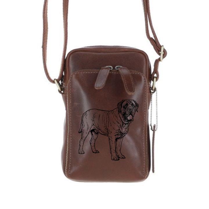 Personalised Mastiff Standing Leather Compact Crossbody Bag