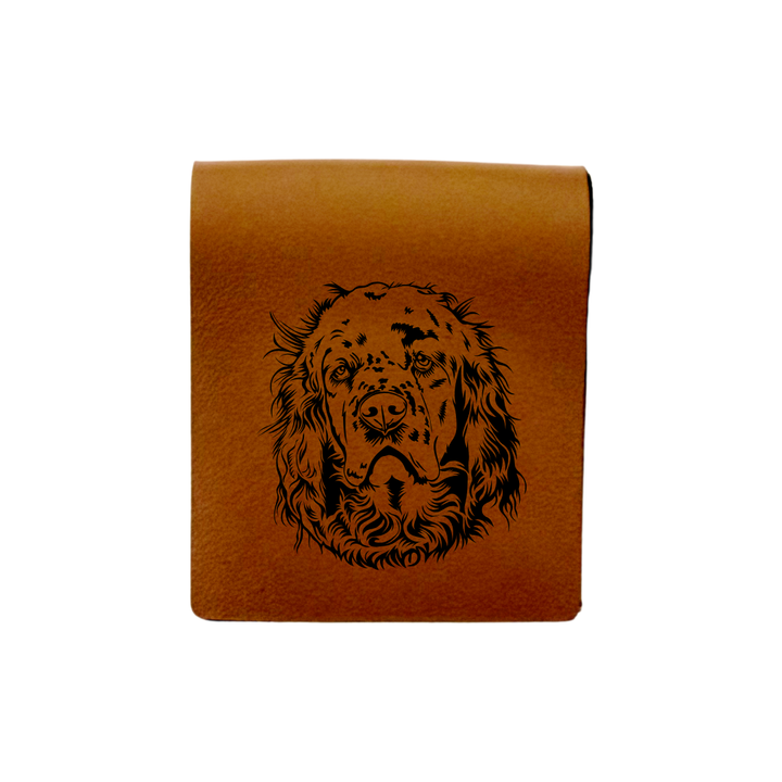 Clumber Spaniel Face Engraved Genuine Leather Magnetic Bookmark