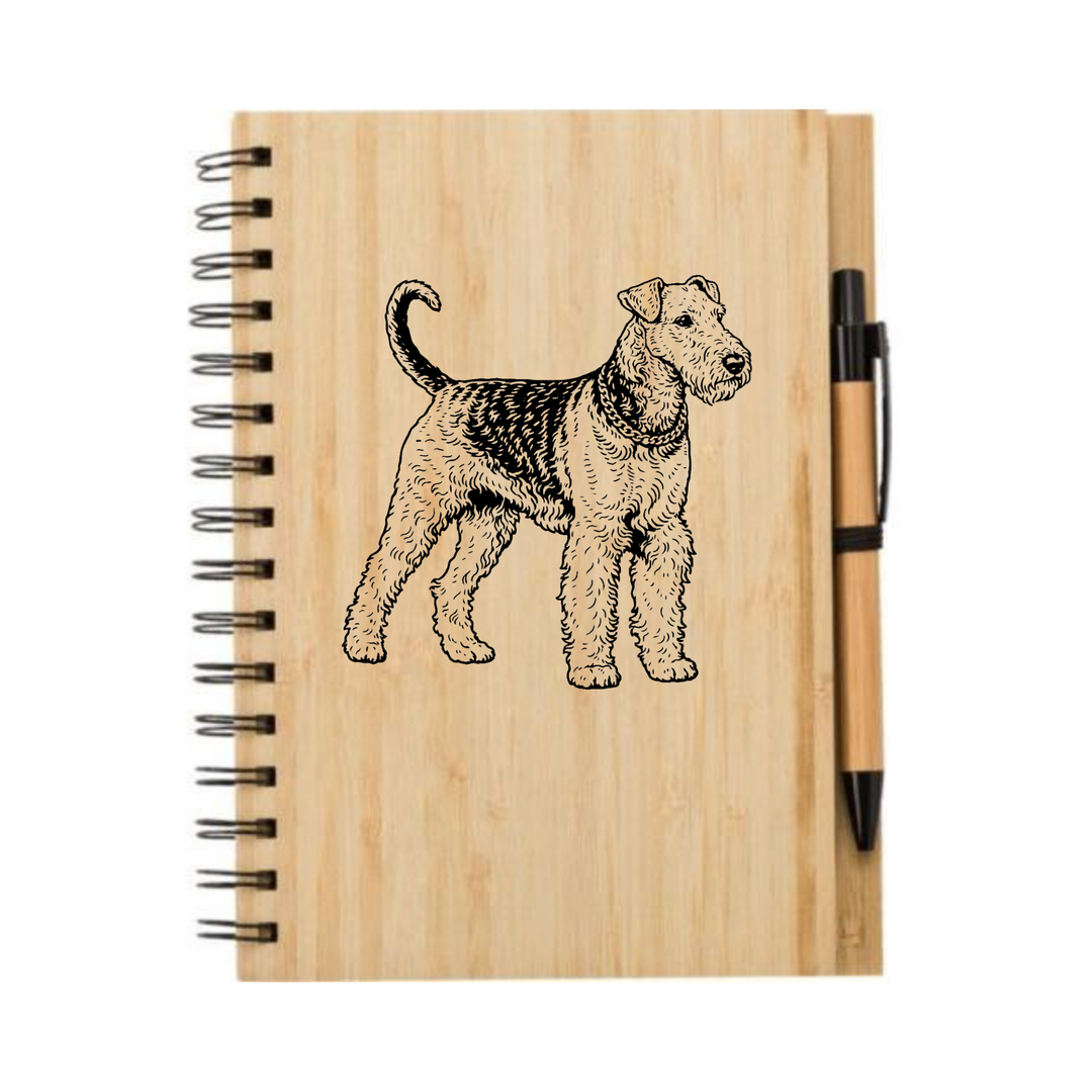 Airedale Terrier Standing Illustration Engraved Notebook
