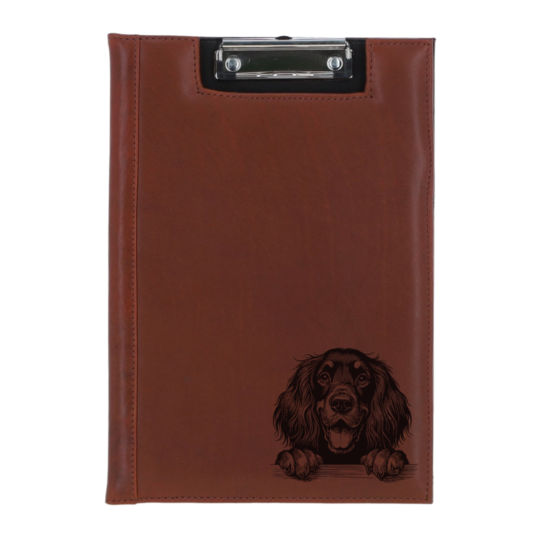 Gordon Setter Paws Engraved Leather Clipboard