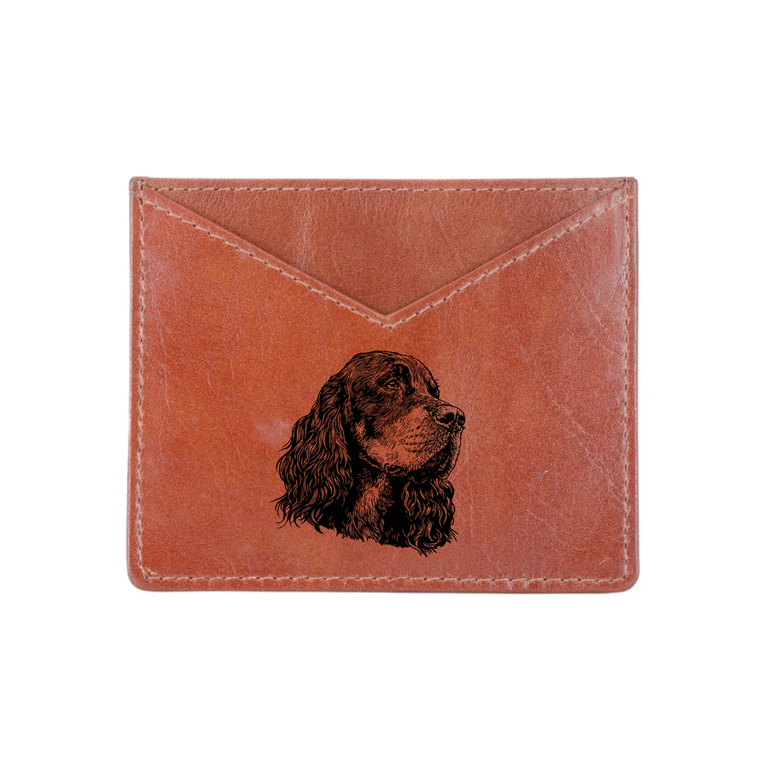 Gordon Setter Face Engraved Genuine Leather Cardholder