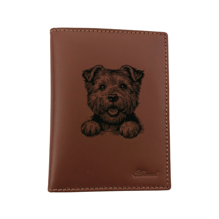 Norfolk Terrier Paws Engraved Leather Passport Cover