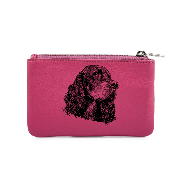 Gordon Setter Face Engraved Genuine Leather Coin Purse (Multiple Colour Options)