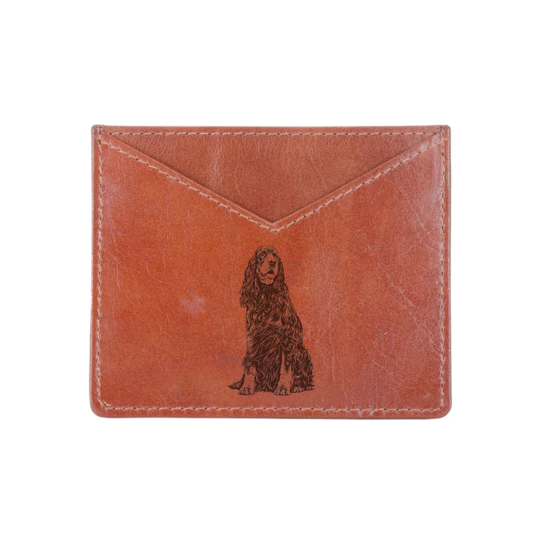 Gordon Setter Sitting Engraved Genuine Leather Cardholder